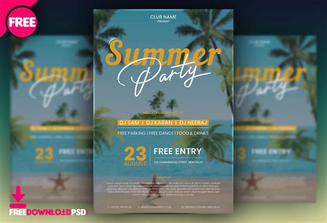 Summer Party Flyer Template + Social Media Post | FreedownloadPSD.com